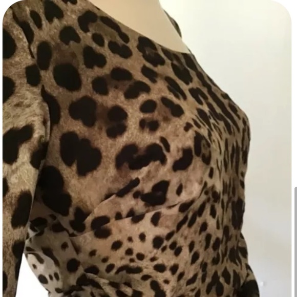 Dolce&Gabbana Leopard 3/4 Sleeve Ruched  Dress - Picture 3 of 10